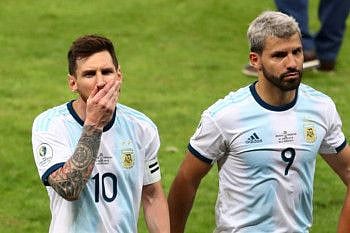 Argentina's Lionel Messi and Sergio Aguero.