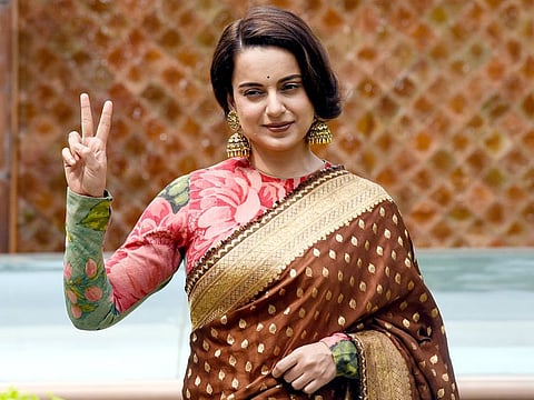 Bollywood actress Kangana Ranaut during a press conference for 'Thalaivii' in New Delhi on Thursday.