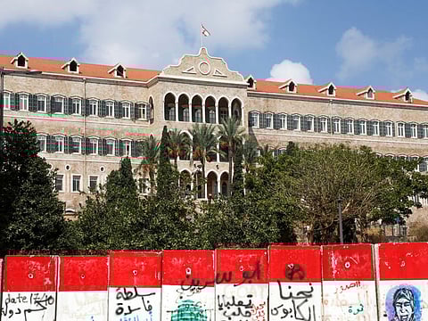A view shows the government palace in Beirut on September 10, 2021.  