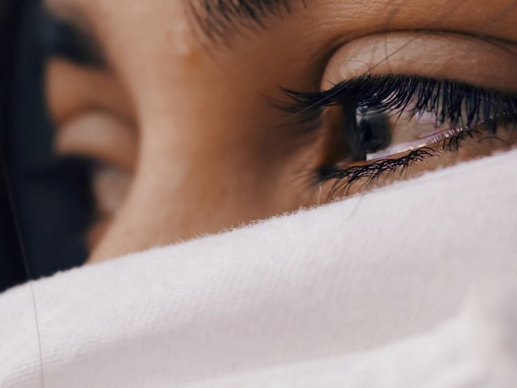 woman crying sobbing