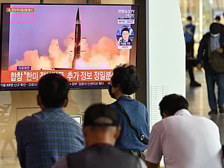 A file photo of North Korean missile test, at a railway station in Seoul on September 15, 2021.