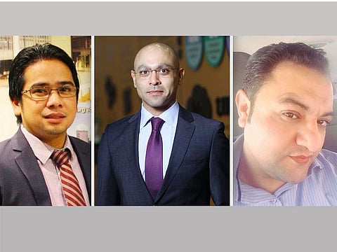 The lucky trio: Nestor, 42, from the Philippines; Moamen, 39, from UK; and Irfan, 35, from Pakistan