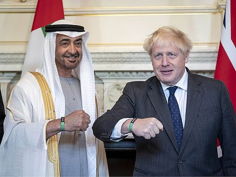 Sheikh Mohamed and Boris Johnson during the visit.