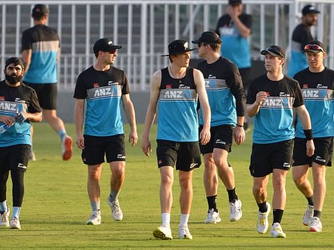New Zealand cricket team during a practice session in Pakistan. The team suddenly cancelled its tour last week.