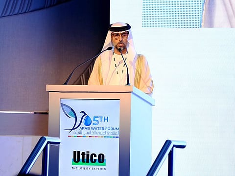 Suhail Al Mazrouei, UAE Minister of Energy and Infrastructure, during the opening of the three-day fifth Arab Water Forum in Dubai on today. 