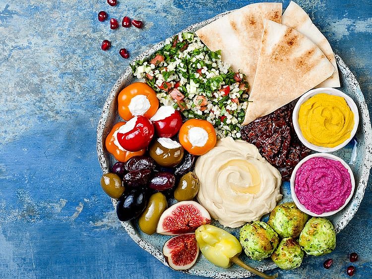 A Lebanese mezze platter 