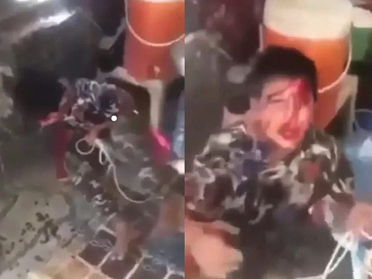 The boy pleading for mercy in the video.