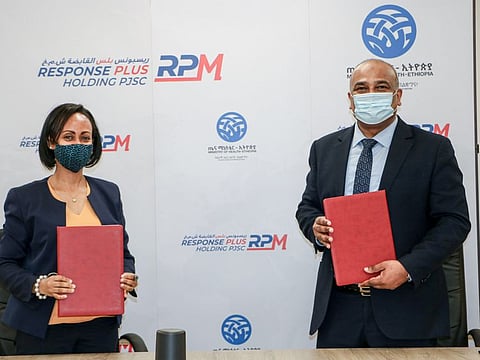 Ethiopian Minister of Health H.E Dr. Lia Tadesse and CEO of Response Plus Holdings PJSC Major Tom Louis after signing an MoU