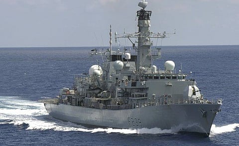 UK frigate sailing through the Taiwan Strait on September 27, 2021.