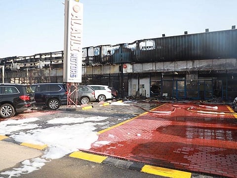 The auto market in Ras Al Khor, after the fire was brought under control on Tuesday.  