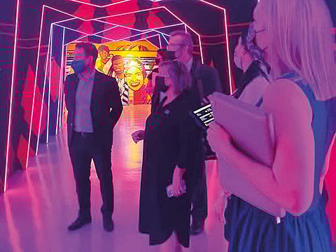 Karen McCord, Executive Principal, AIS Dubai, during a tour of the Australian Pavilion 