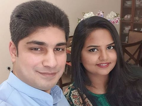 Latest Mahzooz millionaire Mir with his wife. 