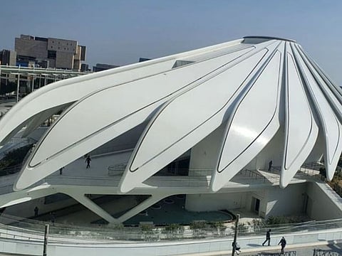 The UAE Pavilion at Expo 2020 Dubai, which has been designed to resemble a falcon in flight.