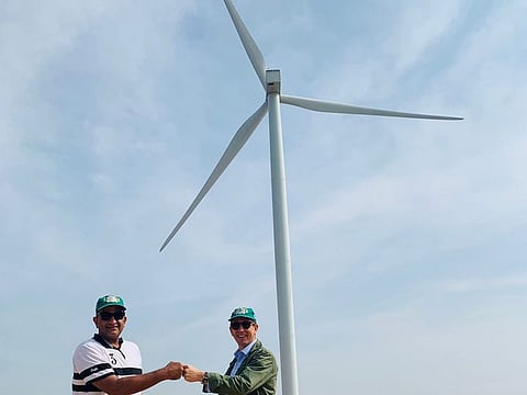 : UK High Commissioner Dr Christian Turner with Special Assistant to PM on Climate Change Malik Amin Aslam during his visit to a wind farm in Gharo, District Thatta (Sindh).