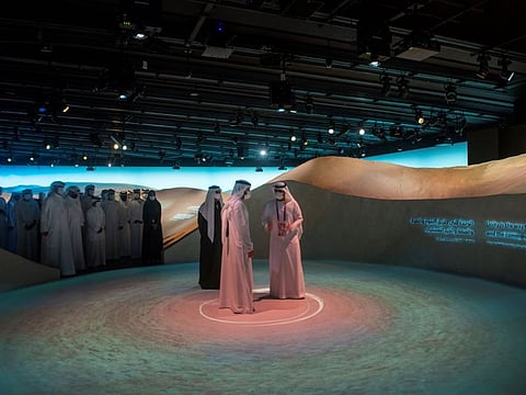 Sheikh Nahyan bin Mubarak Al Nahyan and other UAE government officials visited the UAE Pavilion at Expo 2020 Dubai on Saturday.  