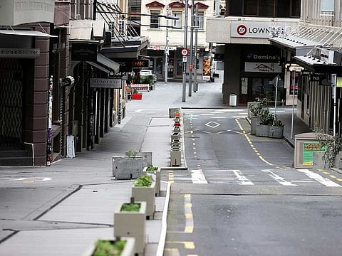 The normally bustling High Street in Auckland’s CBD is largely deserted during a lockdown to curb the spread of a coronavirus disease (COVID-19) outbreak, in Auckland, New Zealand, August 26, 2021.  