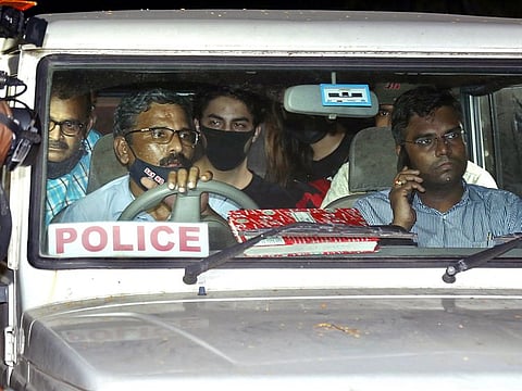 NCB takes Aryan Khan, Arbaz Seth Merchant and Munmun Dhamecha to the court  in connection with the raid at a party at a cruise off the Mumbai coast, in Mumbai on Sunday. 