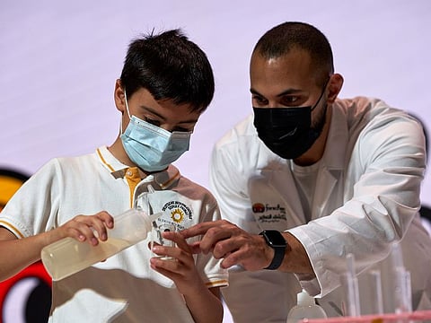 At the German Pavilion, children can get involved in experiments and discover how to develop their own glue formula.