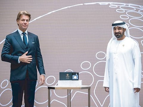 At the recognition ceremony of organisational supporters of Expo 2020 Dubai with HH Ahmed bin Saeed Al Maktoum, President of the Dubai Civil Aviation Authority, Chairman and Chief Executive of Emirates Airline & Group, and Chairman of the Expo 2020 Dubai Higher Committee