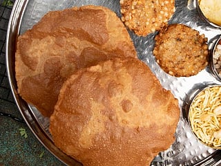Rajgira puri or Amaranth flour deep-fried breads 