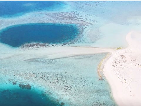 The Environment Agency Abu Dhabi said the rare marine phenomenon had been discovered recently during one of its surveys. Measuring 300 metres long and 200 metres wide, the Al Dhafra blue hole encompasses a total area of 45,000 square metres.