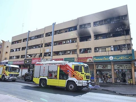The apartment that caught fire in Satwa, Dubai
