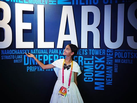 Mira Singh tours the Belarus Pavilion at Expo 2020 Dubai on 11th October 2021. Photo Clint Egbert/Gulf News