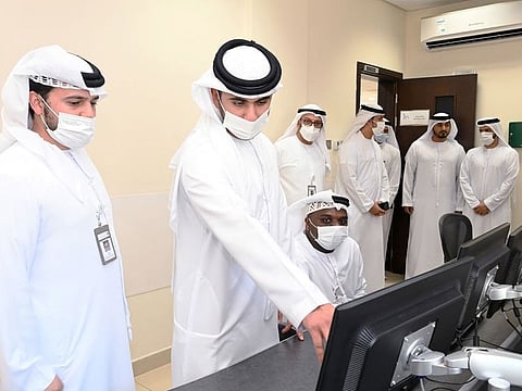 Sheikh Mansoor bin Mohammed (second from left) visiting Hatta Border Crossing on Tuesday