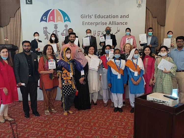 Participants at the launching ceremony of the Girls Education & Enterprise Alliance in Islamabad on Wednesday.