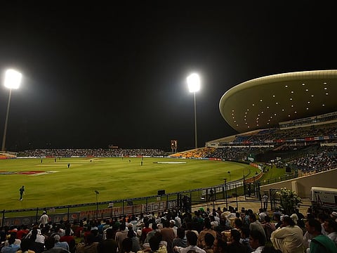 A general view of action during the third T20 International match between Pakistan and West Indies at Zayed Cricket Stadium in Abu Dhabi on September 27, 2016