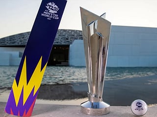 The ICC Men's T20 World Cup 2021 trophy at The Louvre Abu Dhabi ahead of the ICC Men’s T20 World Cup 2021 that begins tomorrow in UAE and Oman.