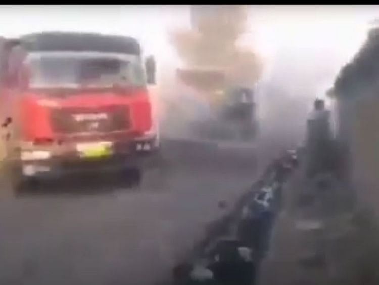 An online video purportedly shows a bulldozer peeling off the layer of the asphalt allegedly on the order of the contender whose name was not given.