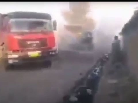  An online video purportedly shows a bulldozer peeling off the layer of the asphalt allegedly on the order of the contender whose name was not given.