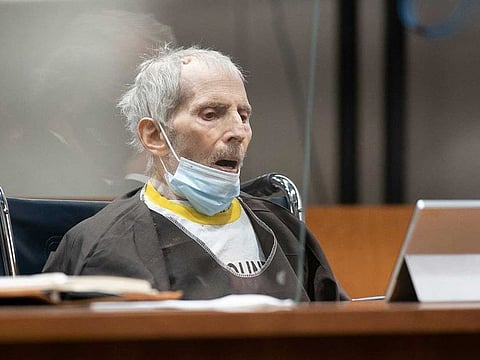 In this file photo taken on October 14, 2021 Robert Durst is seen in the Airport Courthouse in Los Angeles as he is sentenced to life without possibility of parole for the killing of Susan Berman. 
