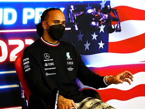Mercedes driver Lewis Hamilton during a press conference ahead of the US Grand Prix on Sunday.
