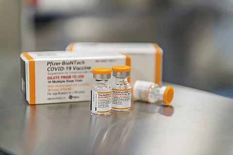 This October 2021 photo provided by Pfizer shows kid-size doses of its COVID-19 vaccine in Puurs, Belgium.  