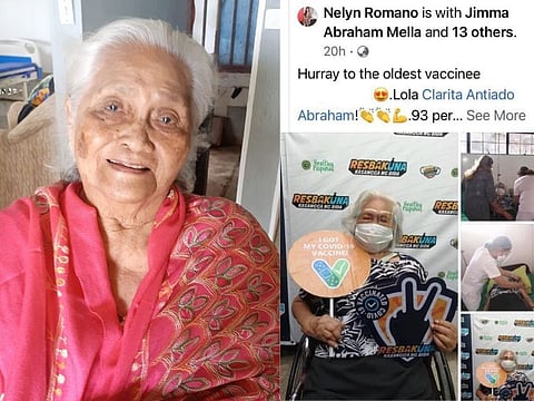  GREAT GRANDMA: Filipina short-story writer Clarita Antiado Abraham, 93, who has 36 grandchildren and has more than a dozen great grandchildren first got vaccinated in the 1940s for smallpox. She didn't need much convincing to get COVID jabs.