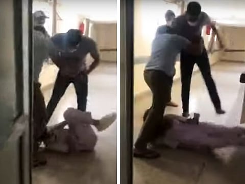 Nurse under attack in a Morocco hospital.