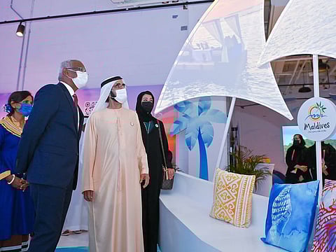 Sheikh Mohammed bin Rashid Al Maktoum visited Maldives Pavilion at Expo 2020 Dubai on Monday, among other pavilions.