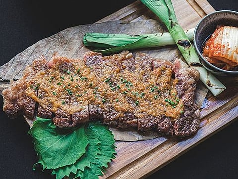 This ribeye steak with Kimchi butter is perfect for a dinner party