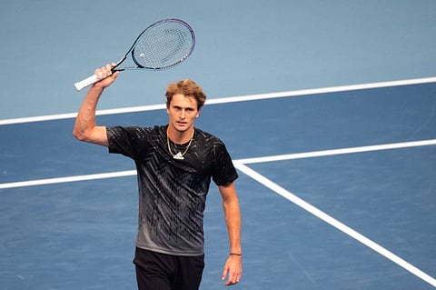 Alexander Zverev reacts after winning the men's singles final against Frances Tiafoe in the Erste Bank Open Tennis tournament in Vienna, Austria.
