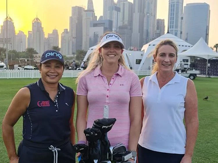 Kerry and Pia supporting Alison Muirhead at the Dubai Moonlight Classic