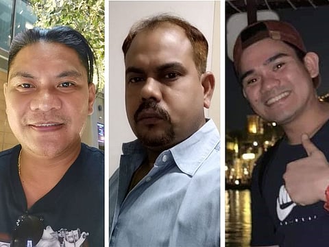 (L to R) Ralito, Ganesh, and Benjar each won Dh100,000 in first-ever Mahzooz Raffle Draw on October 30