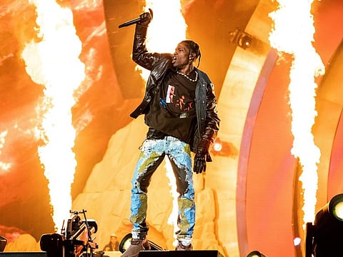 Travis Scott performs at day one of the Astroworld Music Festival at NRG Park on Frida in Houston.