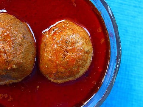 Khyber's Maas Rista or spiced saffron meatballs