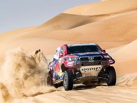 Nasser Al Attiyah on his way to the Abu Dhabi Desert Chalenge title