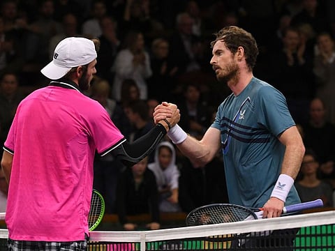 Tommy Paul beat Andy Murray during their singles quarterfinal match at the Stockholm Open 2021 at the Royal Tennis Hall.
