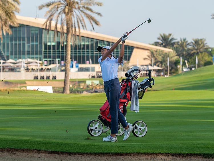 Gupta in action at Abu Dhabi Golf Club