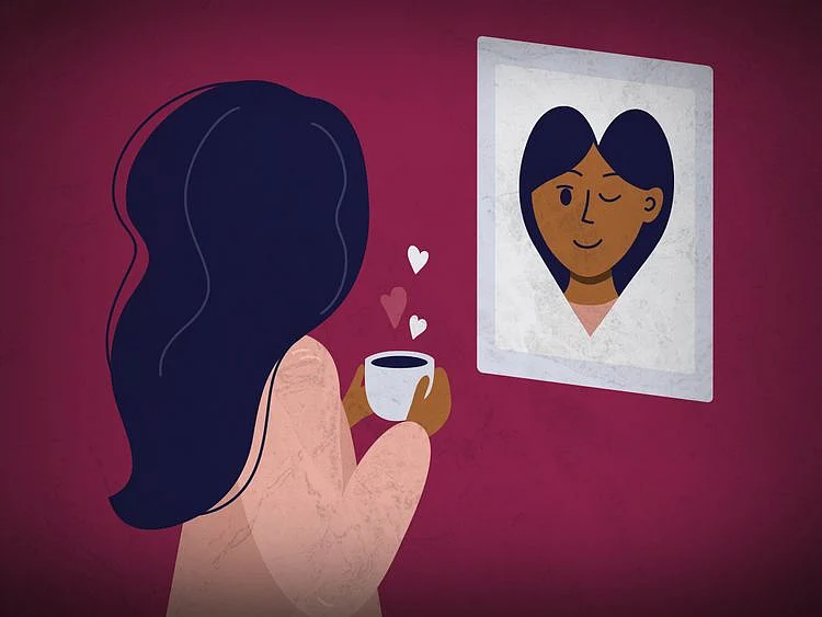 Girl happy coffee 