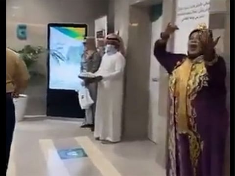  The entertainer, nicknamed Sultana, is seen in the video ululating and commending Minister of Human Resources Ahmed Al Rajhi allegedly at the ministry’s premises. The footage drew online accusations of wasting public money and the minister’s time.